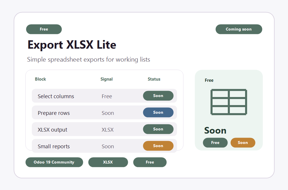 Export XLSX Lite preview