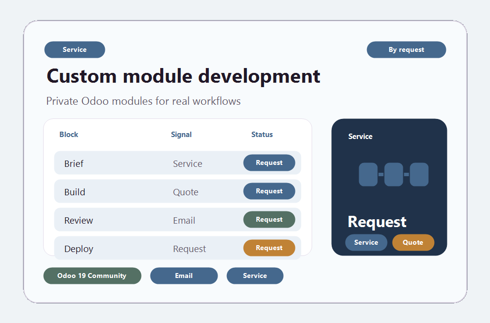 Custom Odoo module development interface example