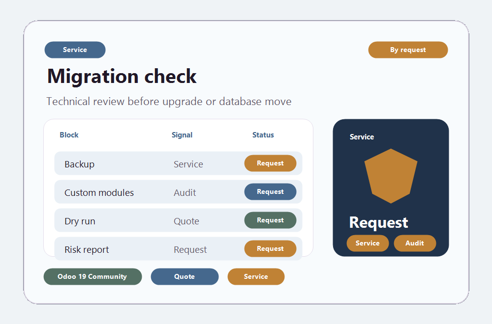 Odoo migration review interface example